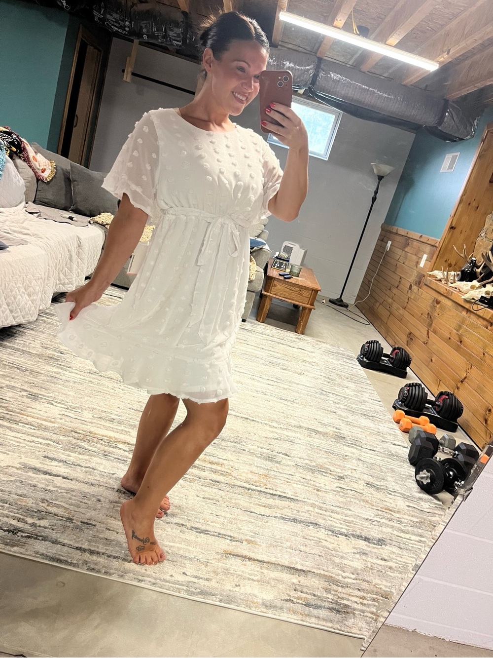 Motherhood White Swiss Dot Maternity Dress - READ DESCRIPTION